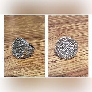 Round 925 Sterling Sliver/ Golf  Bling CZ Mens / Ring Size 8.5